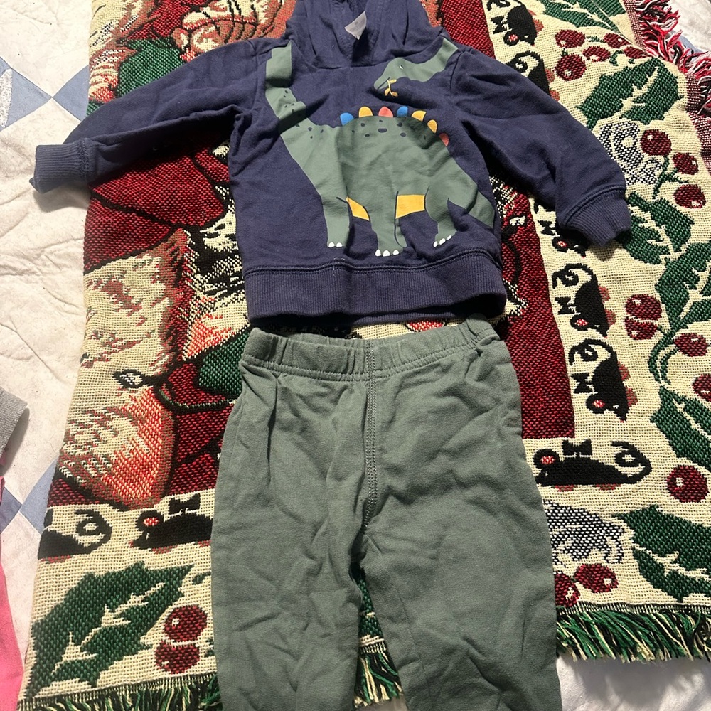 Carter's Navy and Green Dinosaur Sweatpants Set
